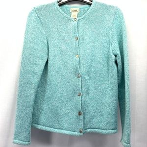 LL Bean Marled Cotton Sweater Button Cardigan S